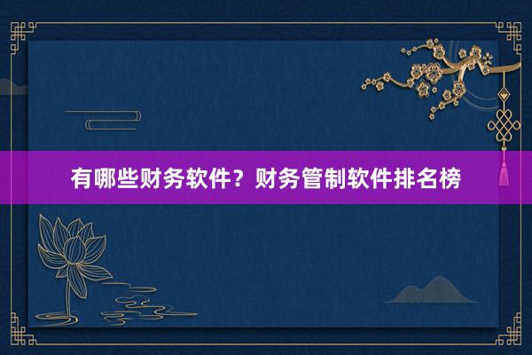 有哪些财务软件？财务管制软件排名榜